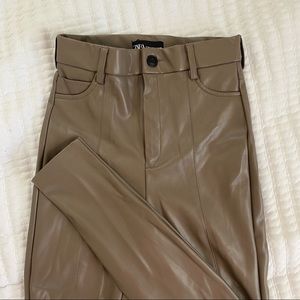 Zara— High rise faux leather pants